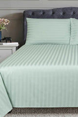 Blue Haze Stripe Satin T-250 Bed Sheet Set