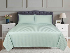 Blue Haze Stripe Satin T-250 Bed Sheet Set