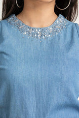 Blue Light Weight Denim Jump Suit 231-215-201