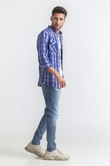 Blue Pink Checkered Casual Shirt MN-CS-SS24-107