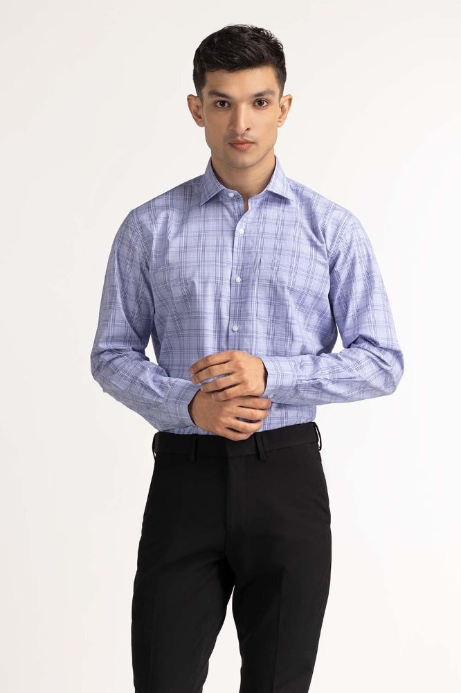 Blue Pink Yarn Dyed Formal Shirt MN-FS-YD23-004