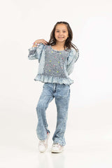 Junior Girl Blue Shirt JGWS-2210005 A