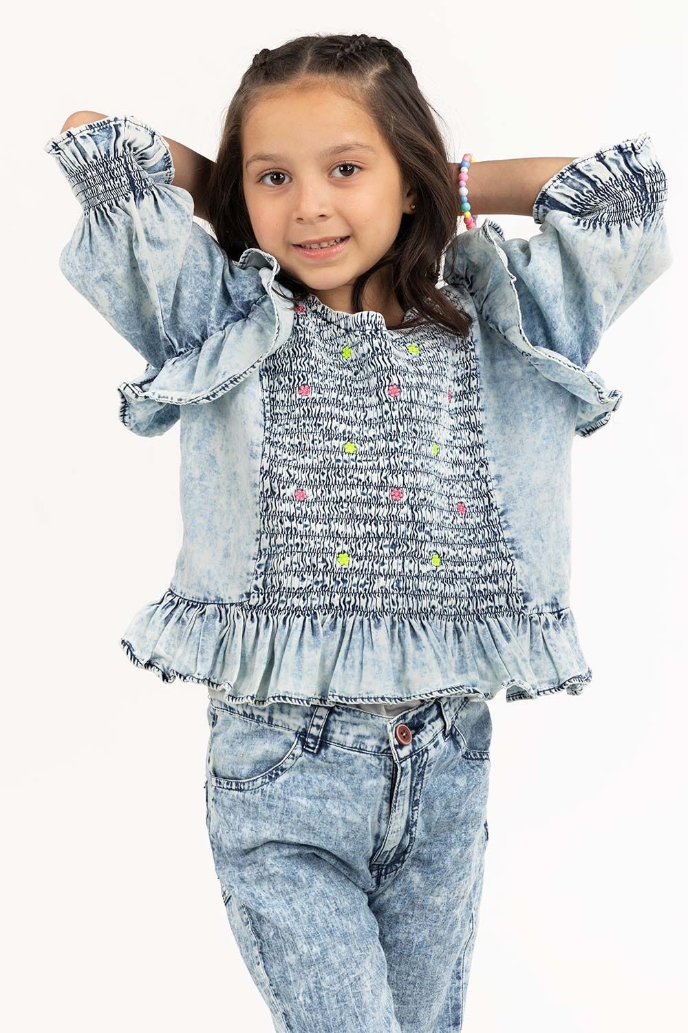 Junior Girl Blue Shirt JGWS-2210005 A