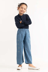 Toddler Girl Blue Wash Woven Trouser TGDB-2210042 A