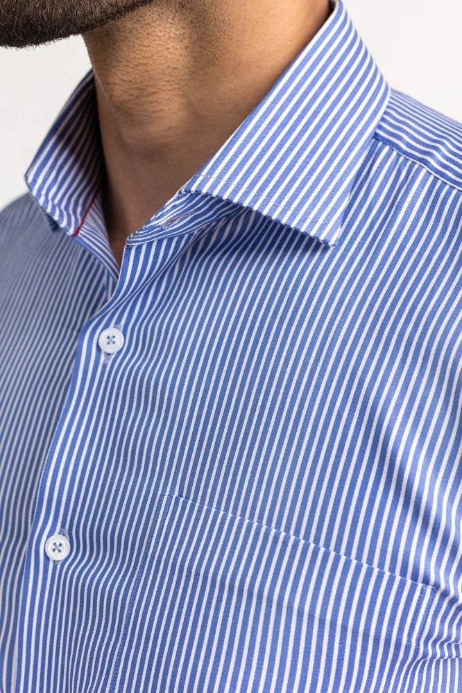 Blue White Stripe Formal Shirt MN-FS-YD24-043