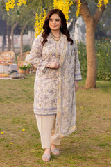 3 Piece Printed Lawn Unstitched Suit with Chiffon Dupatta BM-42014