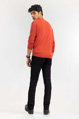 Brick-Red Basic V Neck Sweater SWT-BFSVN-22-008