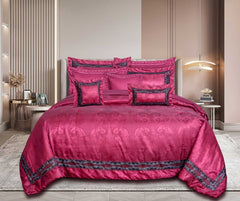 Bridal Red Jacquard Comforter Set