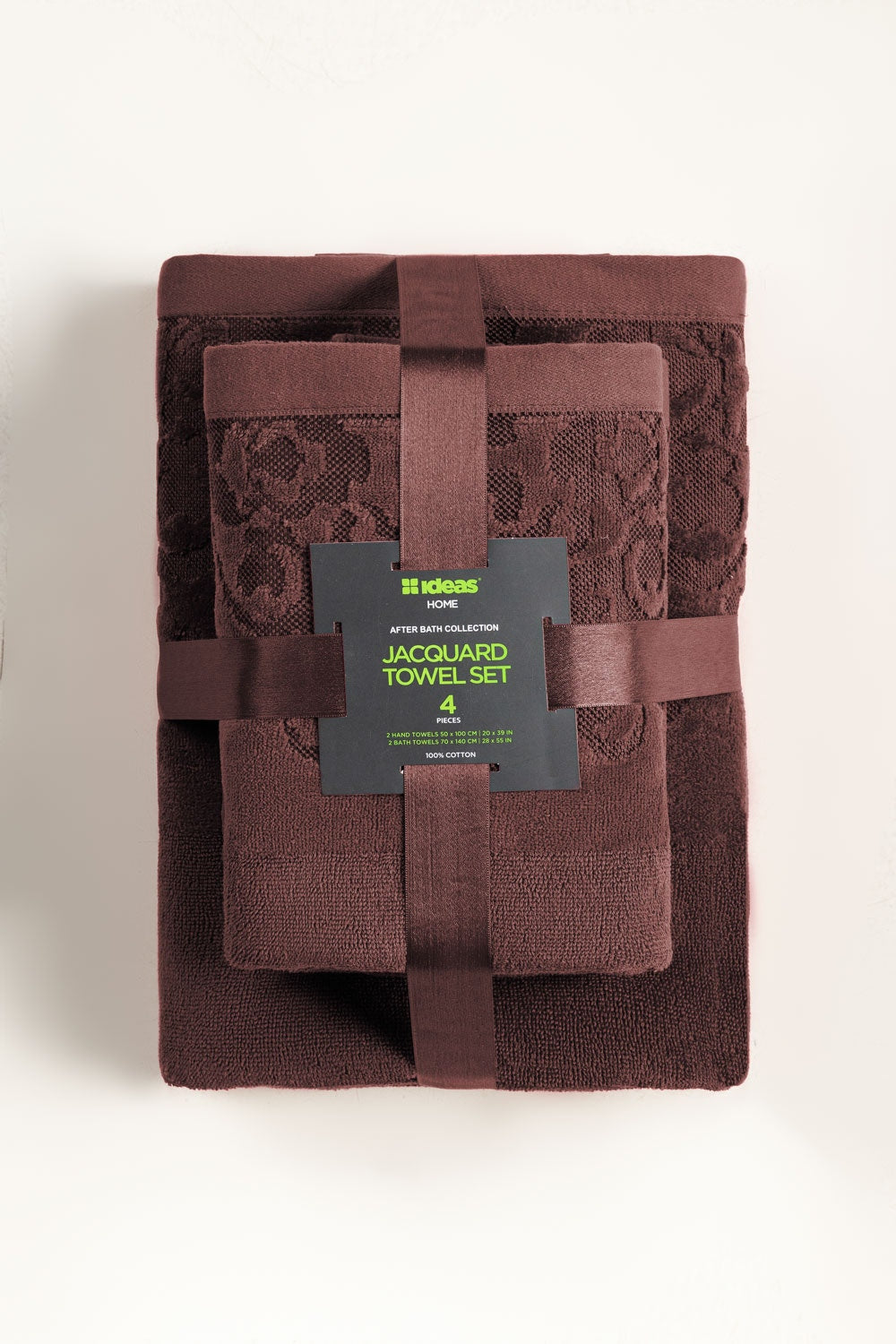 Brown Raisin Jacquard Dyed Towel 4Pcs Set