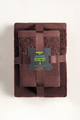Brown Raisin Jacquard Dyed Towel 4Pcs Set