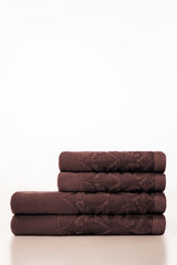 Brown Raisin Jacquard Dyed Towel 4Pcs Set