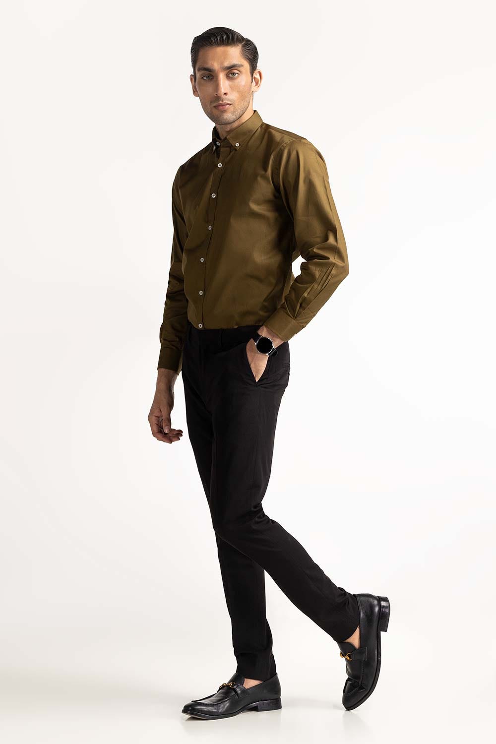 Brown Basic Formal Shirt MN-FS-PD23-006