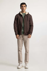 Brown Fashion Hooded Zipper MN-HDZ-WS23-013