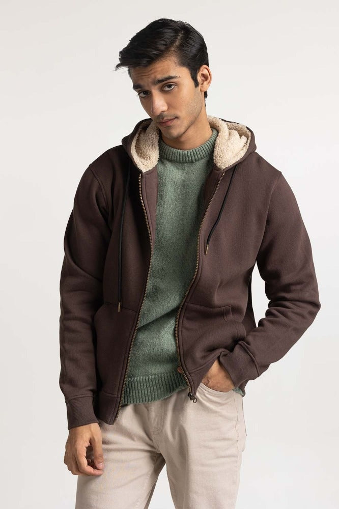 Brown Fashion Hooded Zipper MN-HDZ-WS23-013
