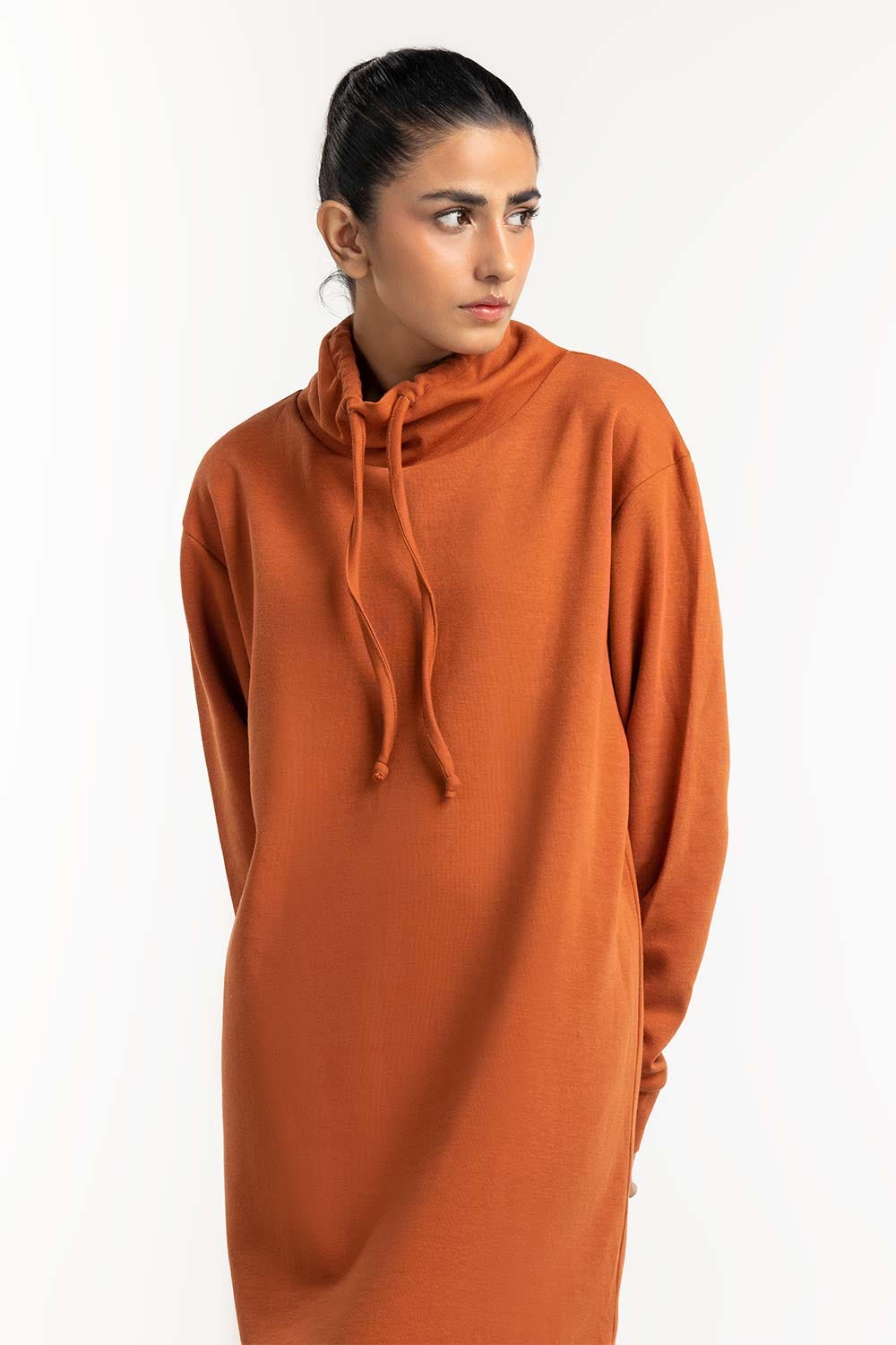 Brown Knee Length Sweatshirt  224-212-009