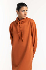 Brown Knee Length Sweatshirt  224-212-009