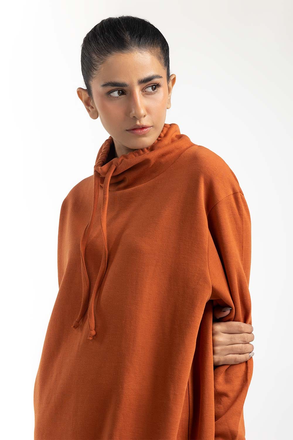 Brown Knee Length Sweatshirt  224-212-009