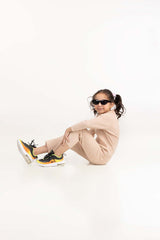 Toddler Girl Brown Ribbed Sweater With Turtle Neck 224-616-303