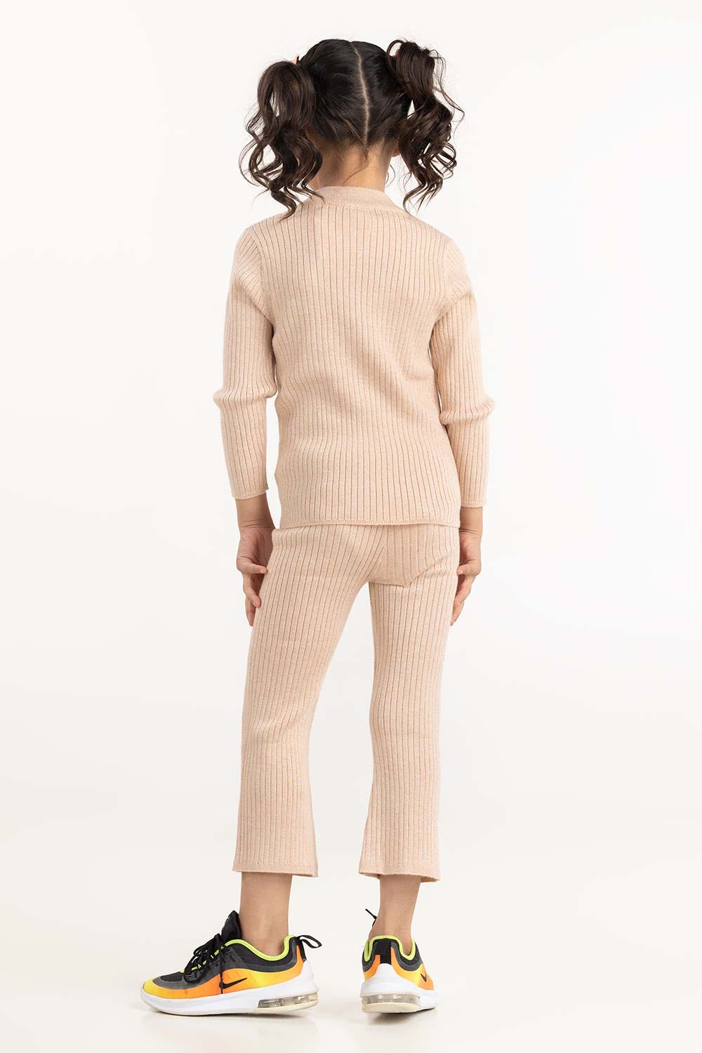 Toddler Girl Brown Ribbed Sweater With Turtle Neck 224-616-303