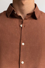 Brown Solid Casual Shirt MN-CS-SS24-014
