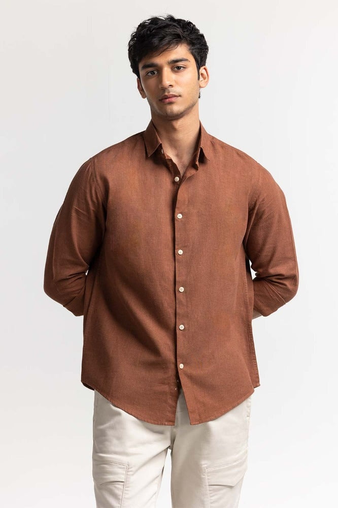 Brown Solid Casual Shirt MN-CS-SS24-014