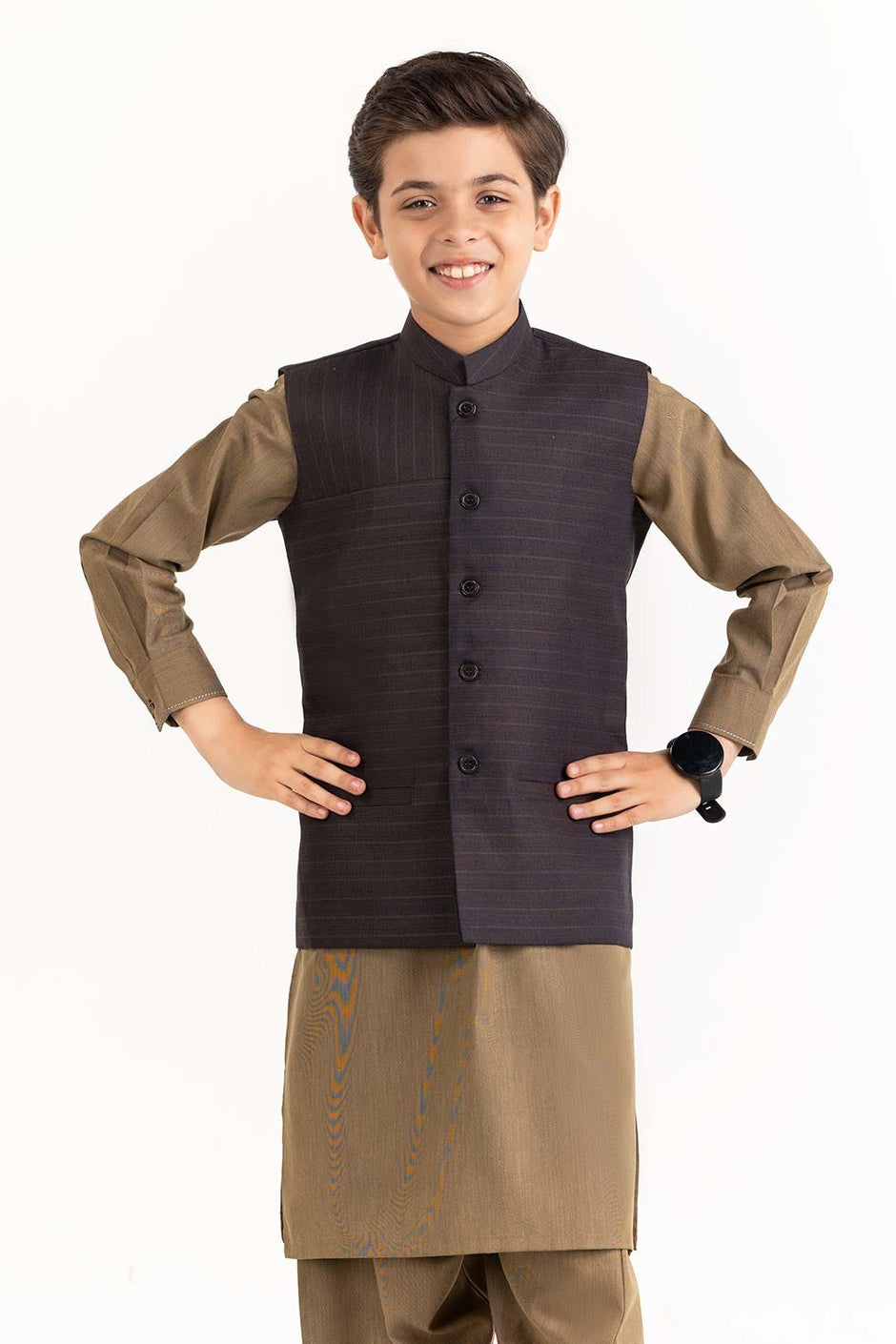 Brown Stylized Waist Coat KWC-PD23-003