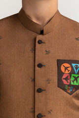 Brown Stylized Waist Coat KWC-PD23-011