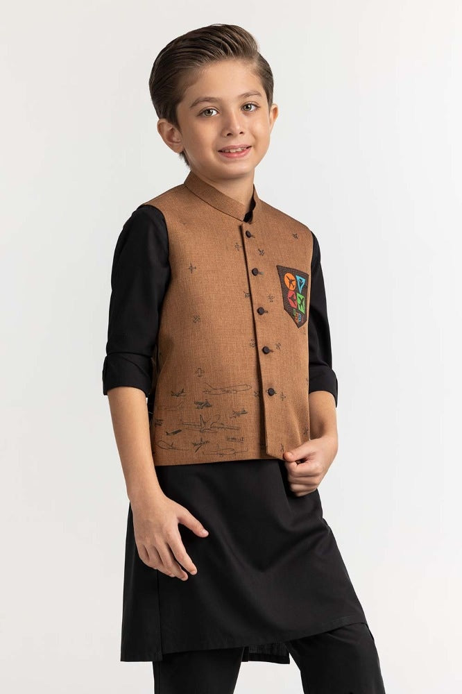 Brown Stylized Waist Coat KWC-PD23-011