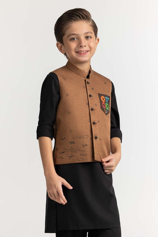 Brown Stylized Waist Coat KWC-PD23-011