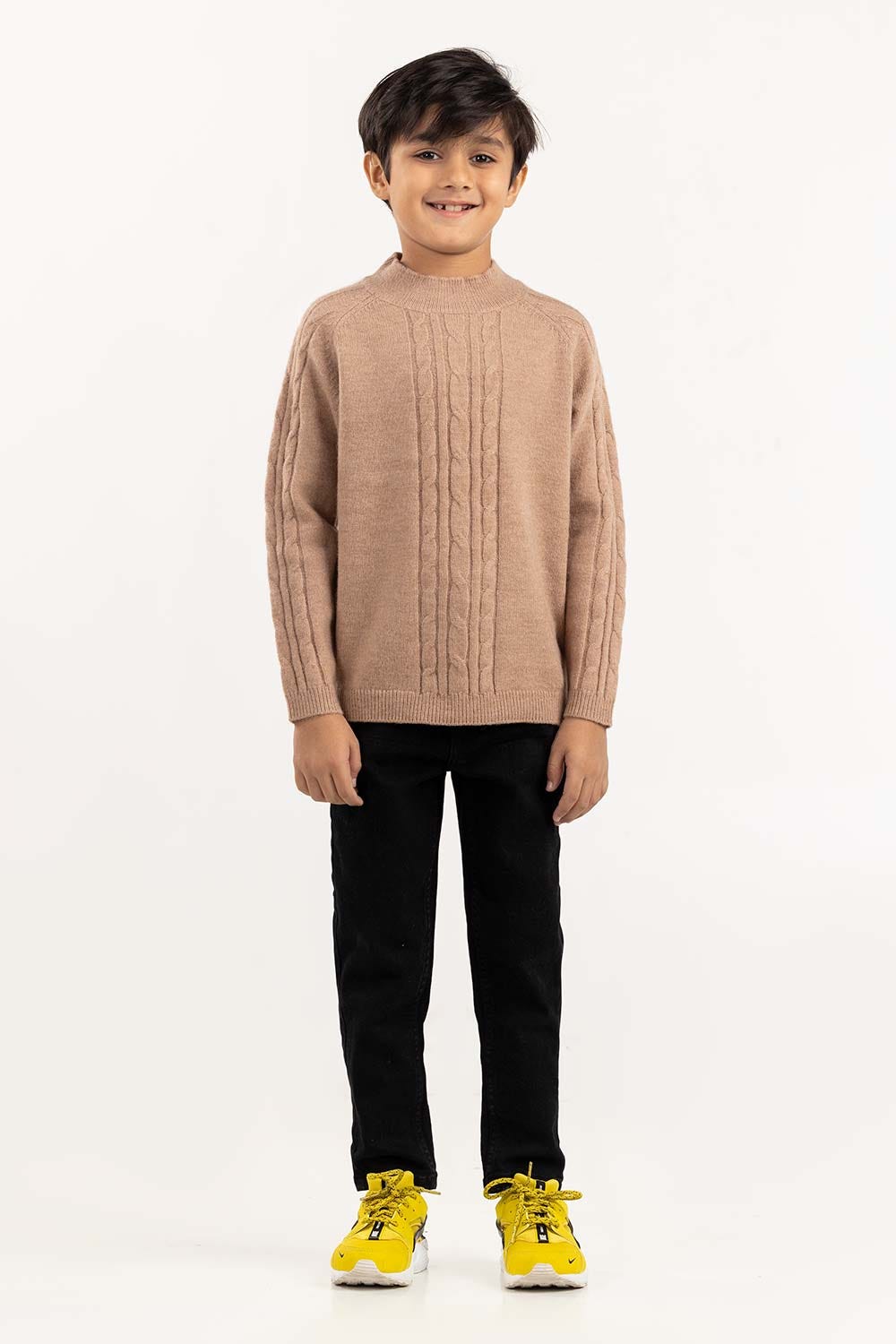 Toddler Boy Brown Sweater With Round Neck 224-511-031