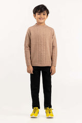 Toddler Boy Brown Sweater With Round Neck 224-511-031