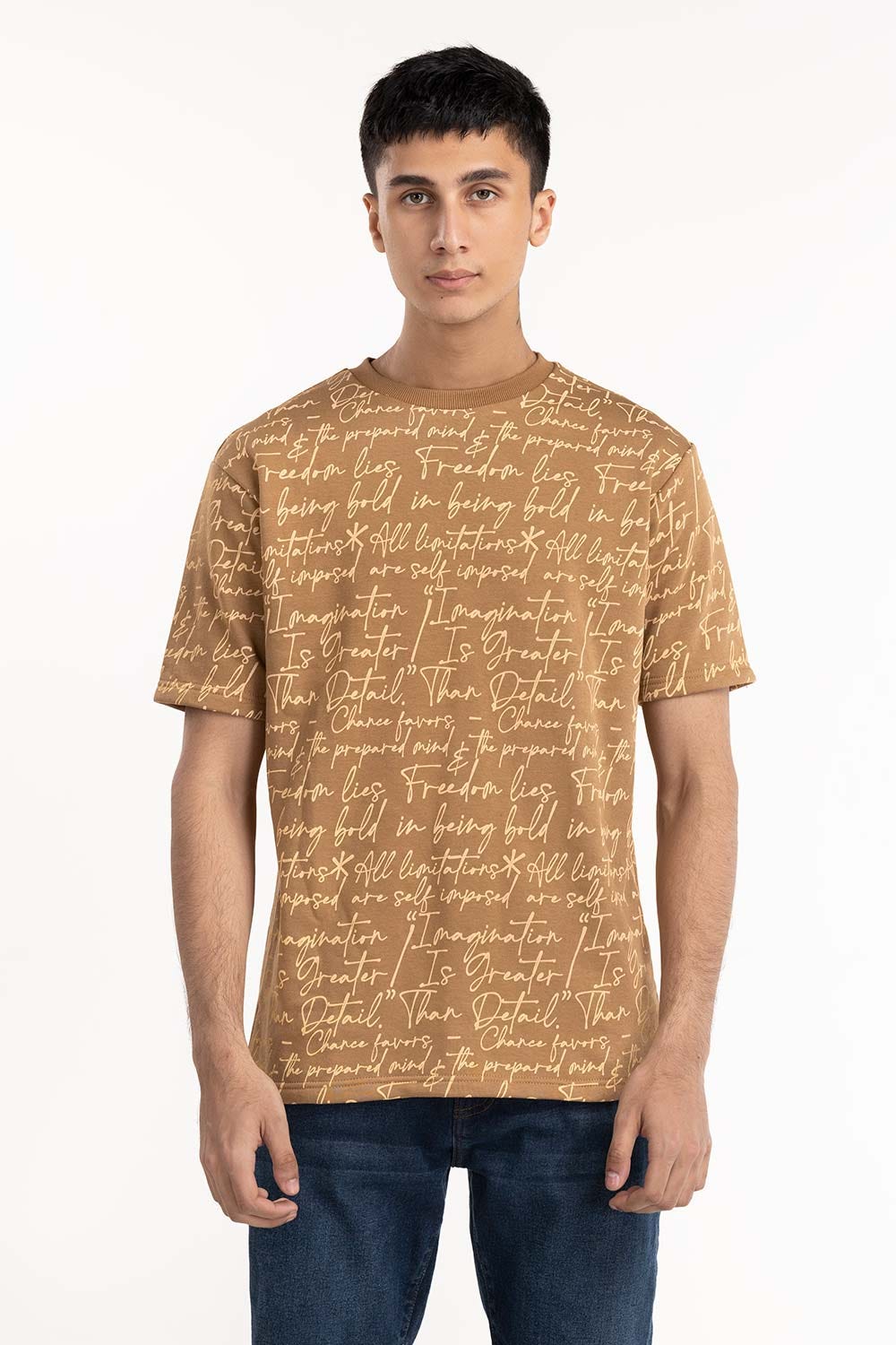 Brown Typo T-Shirt 224-113-036
