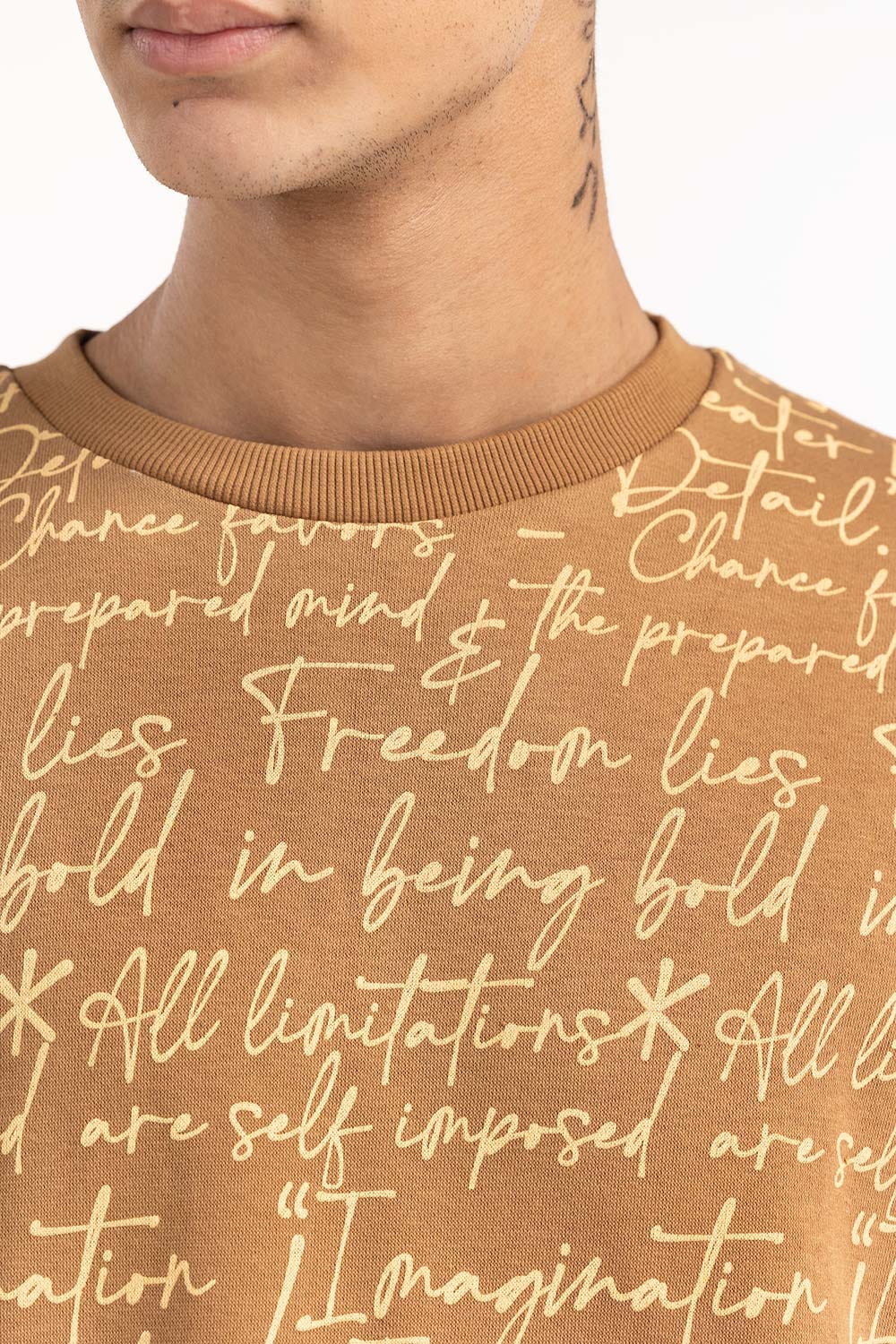 Brown Typo T-Shirt 224-113-036