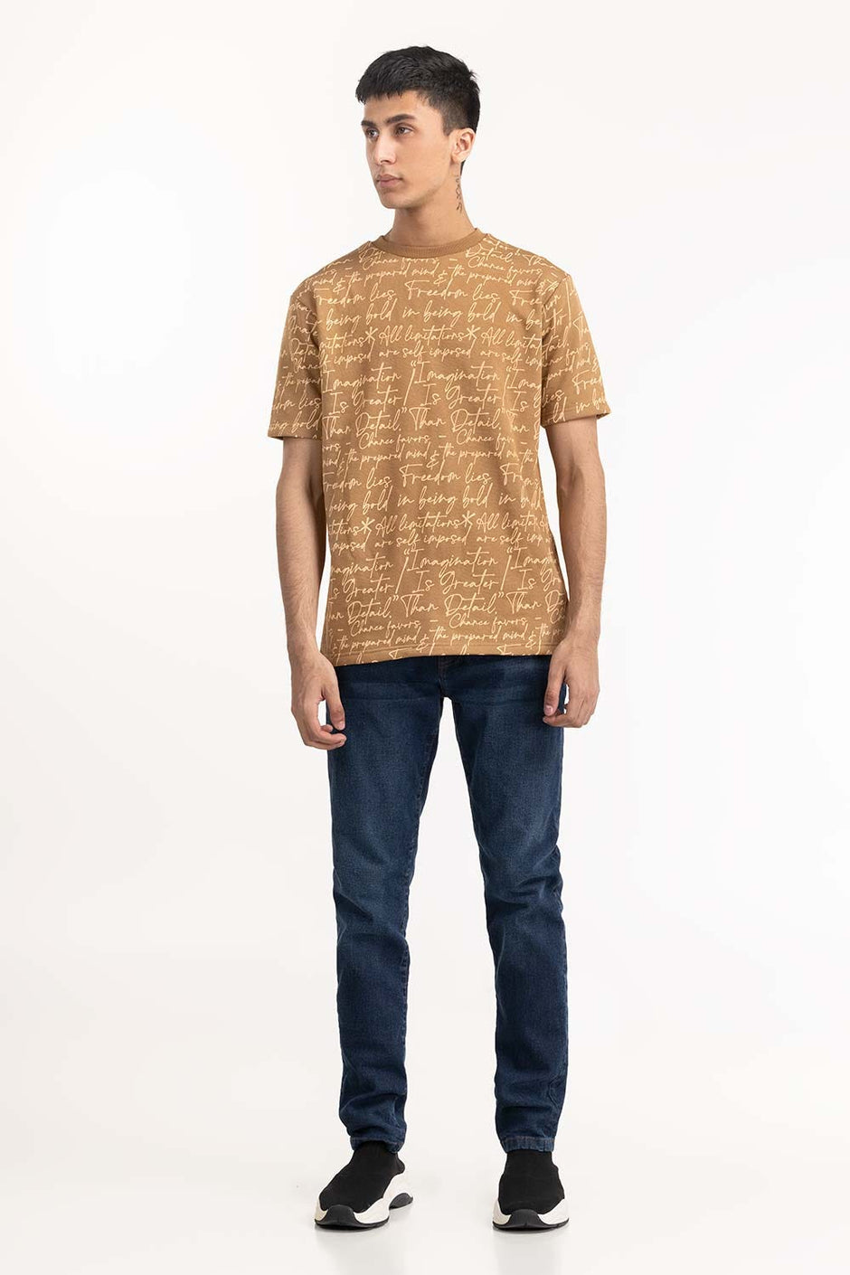 Brown Typo T-Shirt 224-113-036