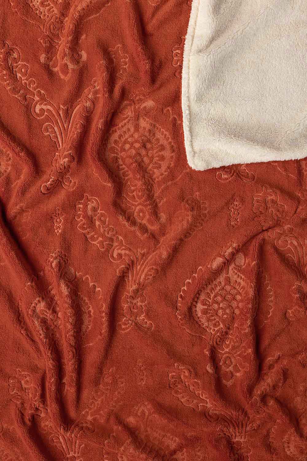 AW24-Burnt Ochre Double Ply Fleece Throw