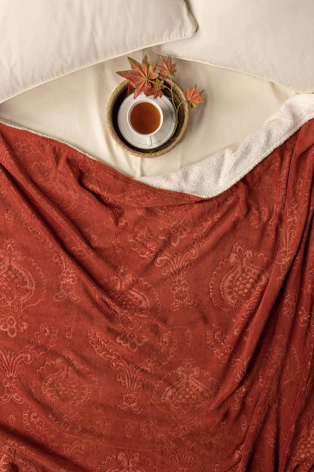 AW24-Burnt Ochre Double Ply Fleece Throw