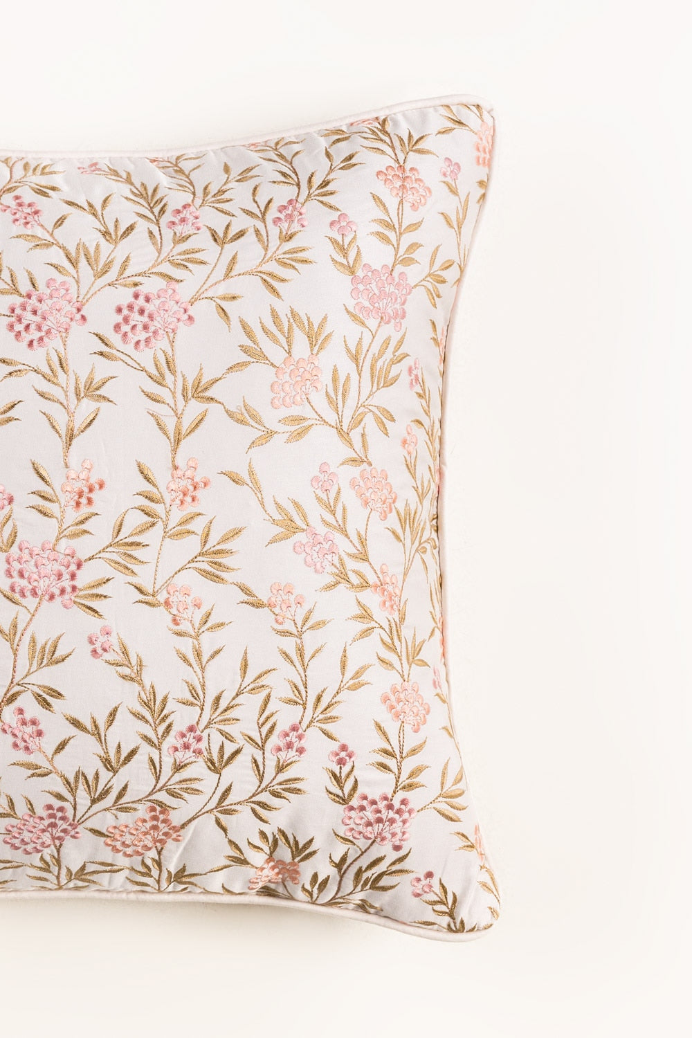 Butter Cream T-400 Embroidered Square Cushion Cover