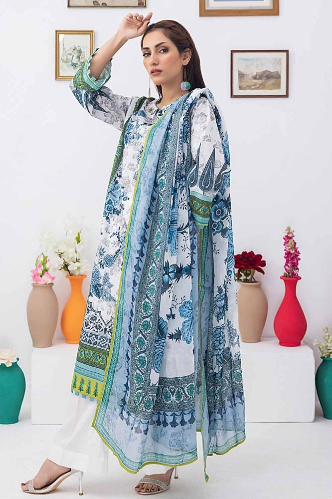 3 Piece Unstitched Printed Lawn Suit CA-32074