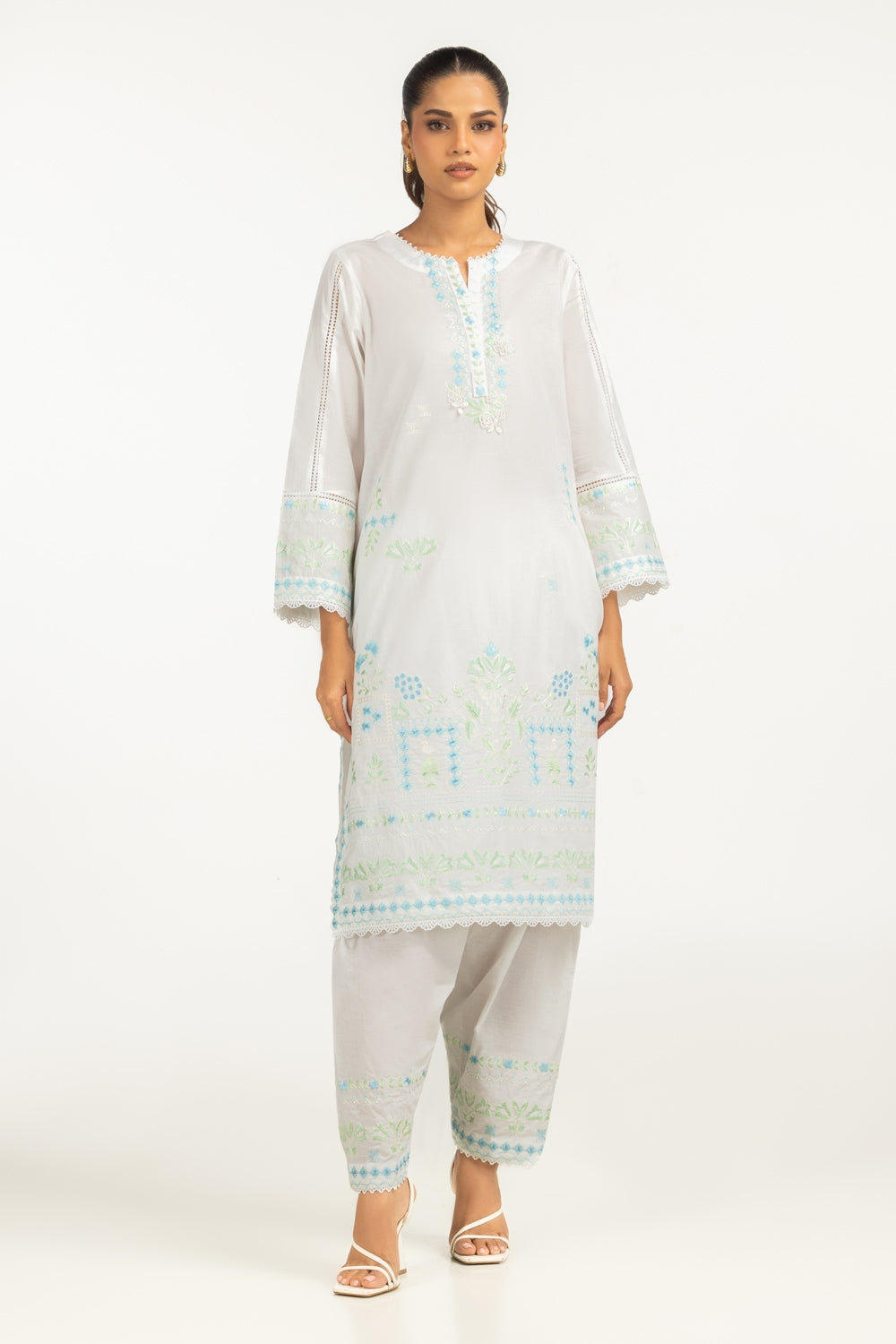 Cambric Embroidered Co-Ord Set