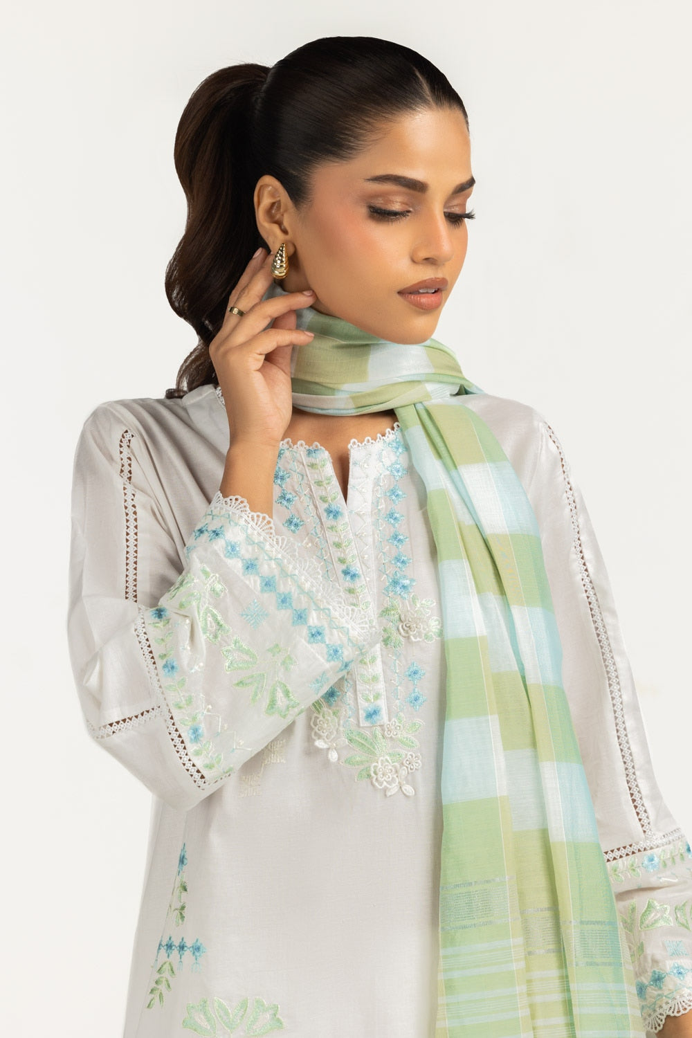Cambric Embroidered Co-Ord Set IPST-44609