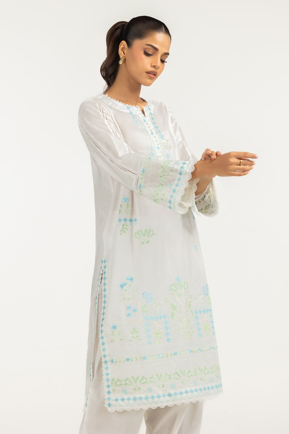 Cambric Embroidered Co-Ord Set