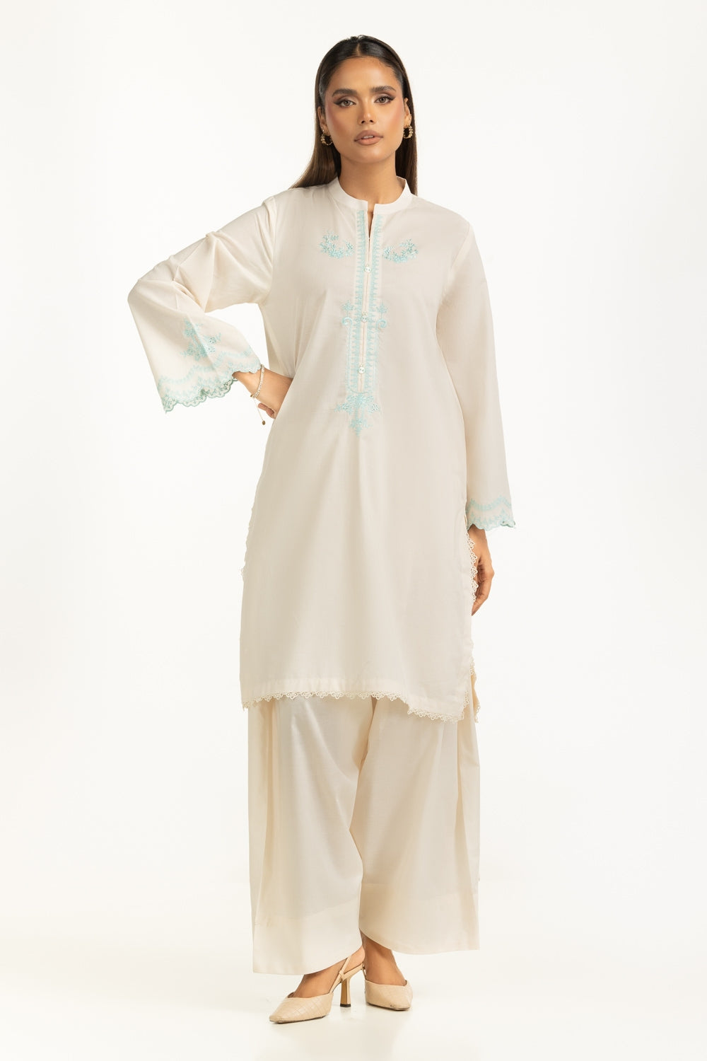 Cambric Embroidered Co-Ord Set IPST-44981