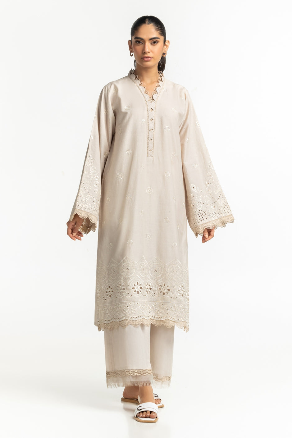 Cambric Embroidered Shirt And Trouser
