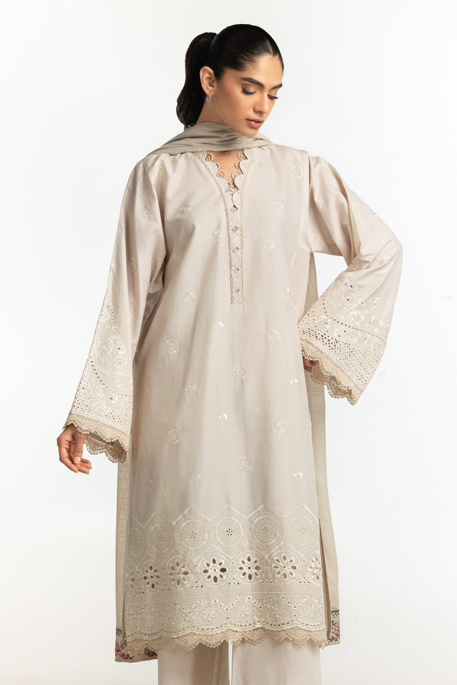 Cambric Embroidered Shirt And Trouser