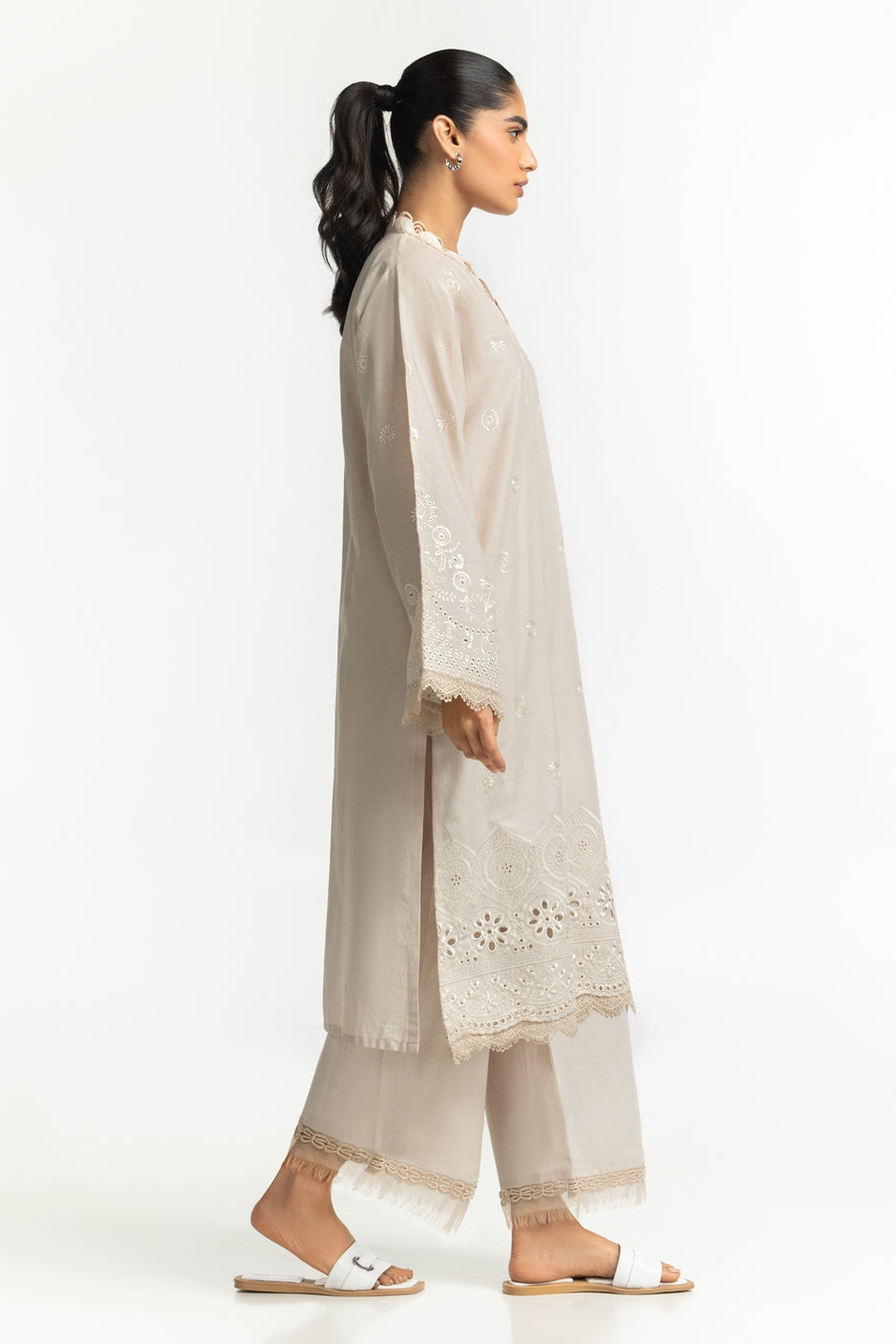 Cambric Embroidered Shirt And Trouser