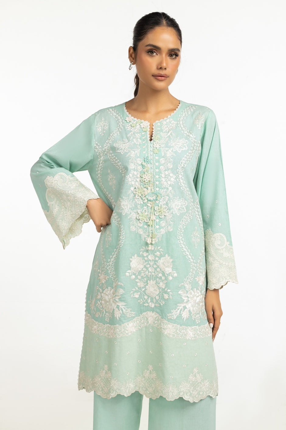 Cambric Embroidered Shirt And Trouser