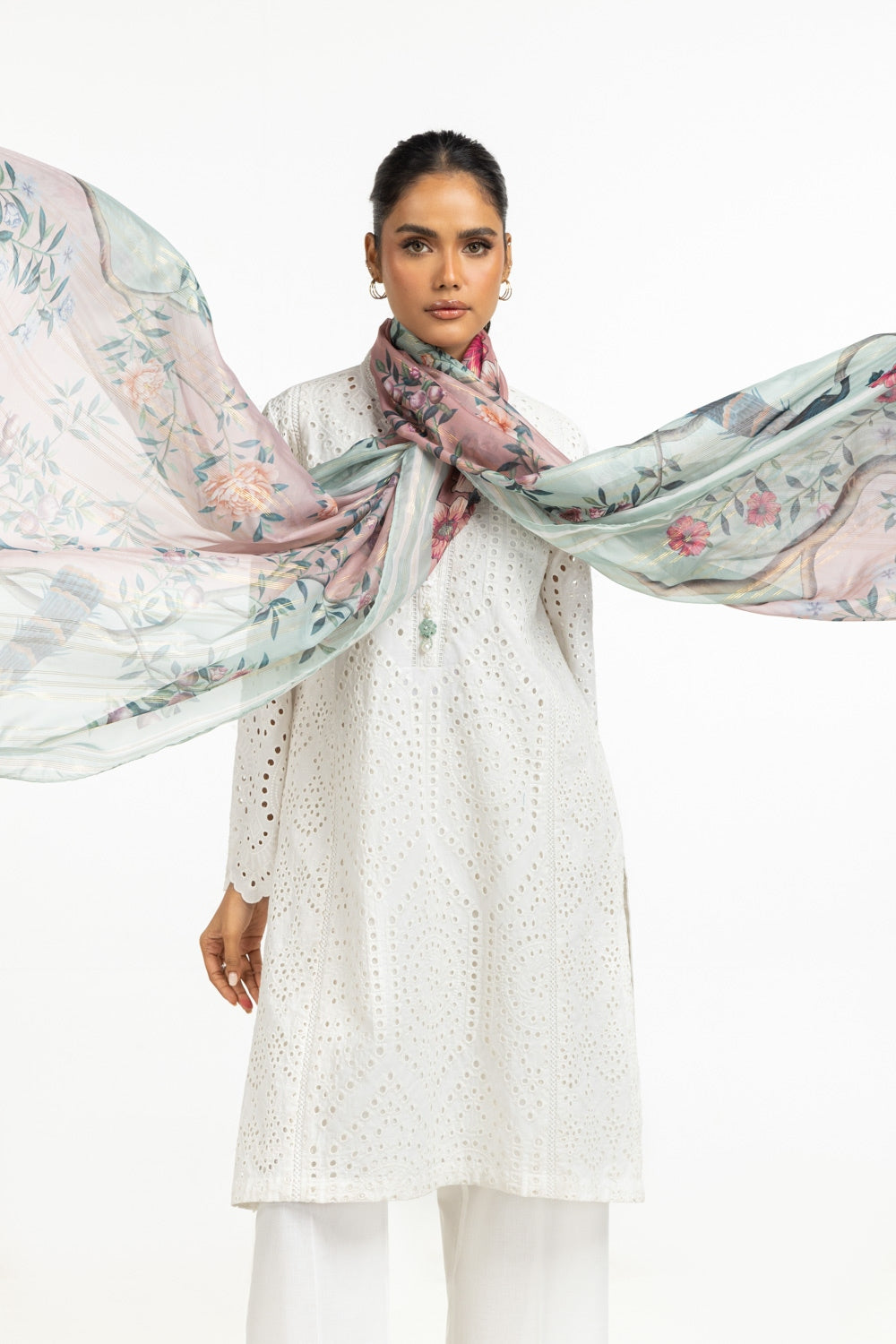 Cambric Schiffli Embroidered Shirt And Dupatta IPSD-44424