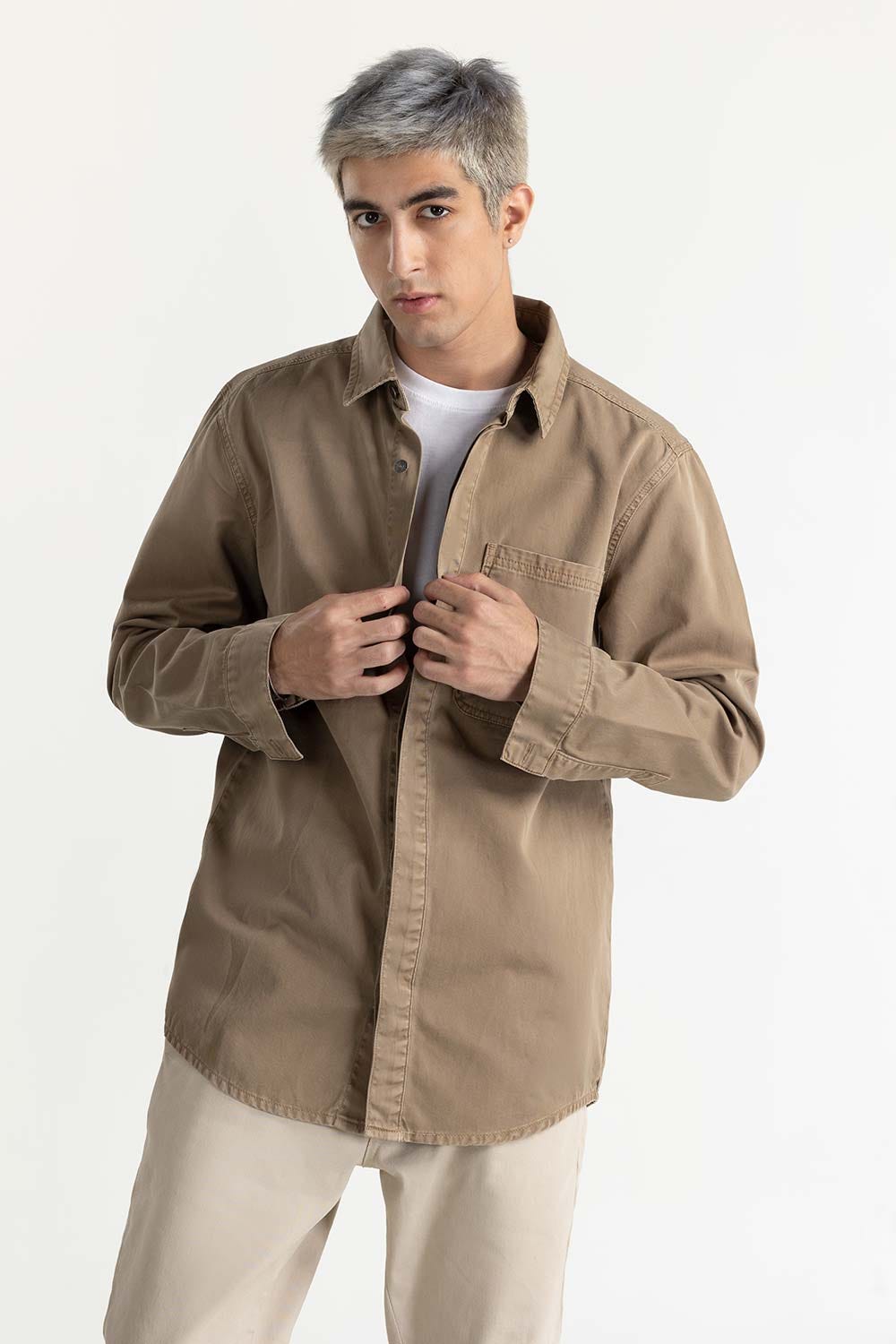 Camel Non-Denim Overshirt 224-117-031