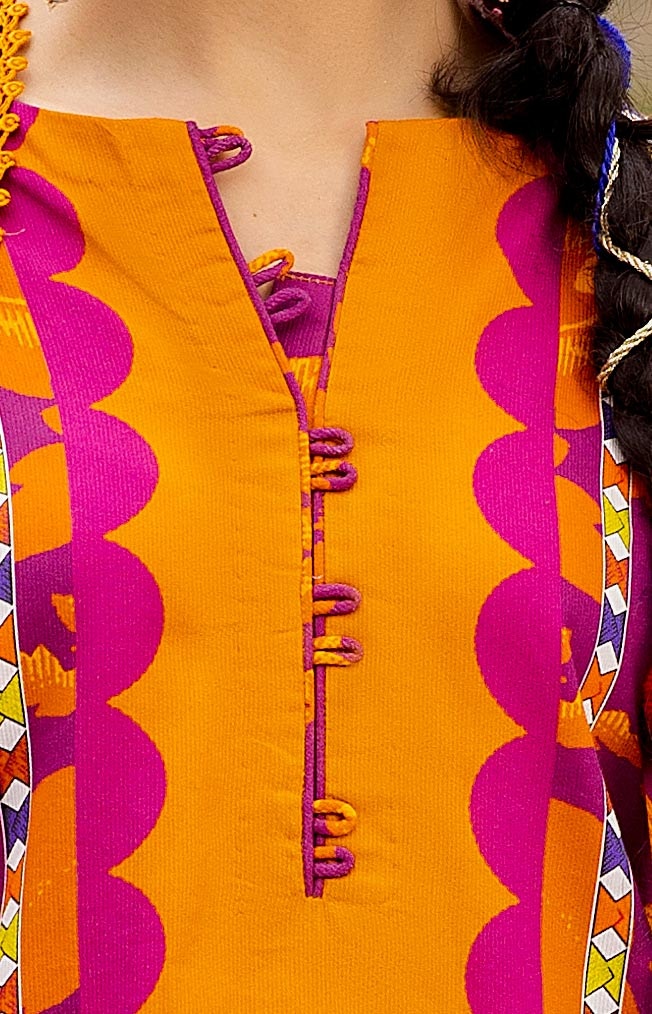 3 Piece Unstitched Embroidered Corduroy Suit with Printed Cotton Net Dupatta