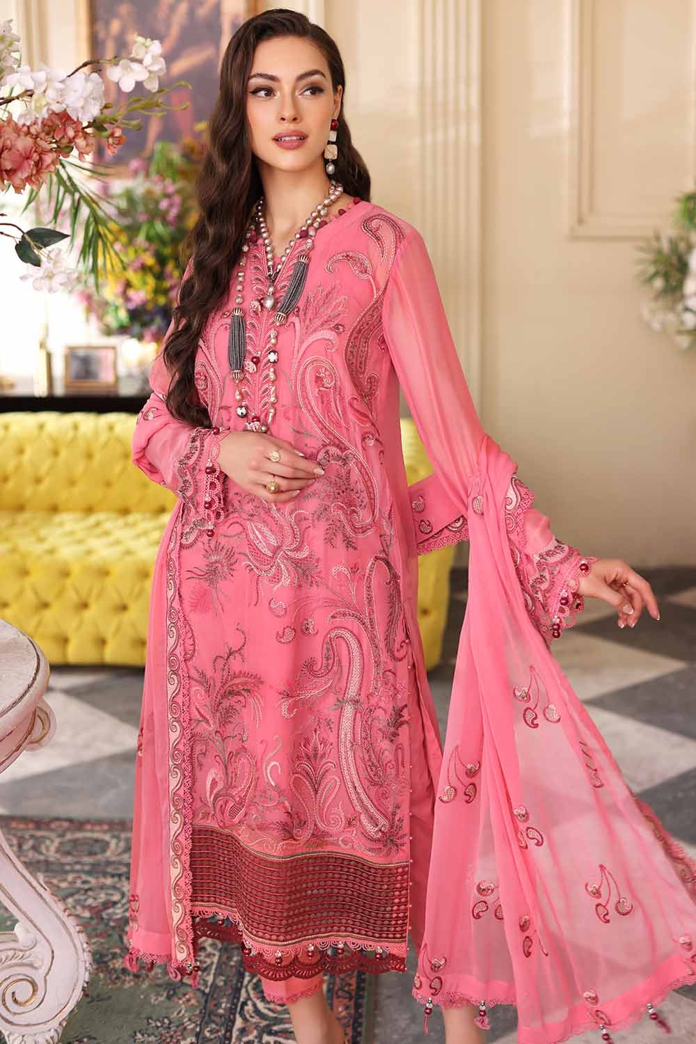 3 Piece Embriodered Chiffon Unstitched Suit